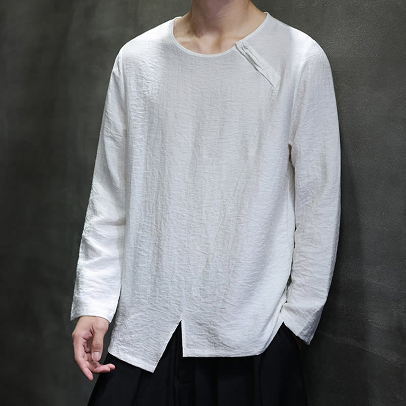 Breathable Cotton Minimalist Lounge Men's Long Sleeve T-Shirt