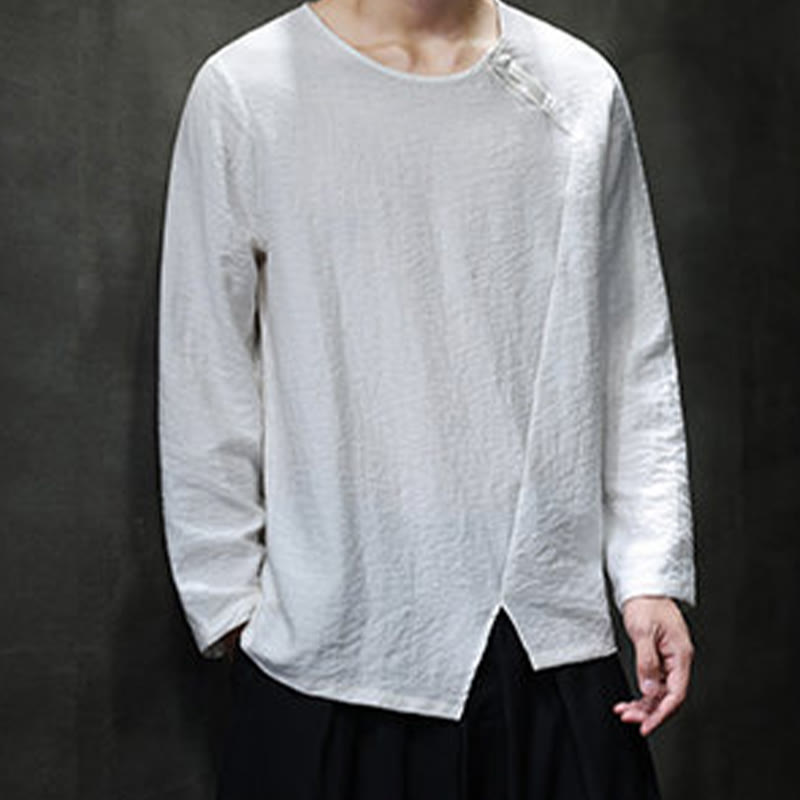 Breathable Cotton Minimalist Lounge Men's Long Sleeve T-Shirt