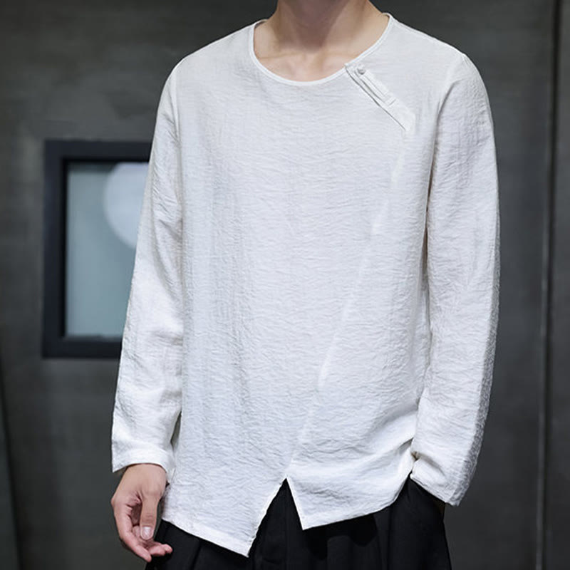 Breathable Cotton Minimalist Lounge Men's Long Sleeve T-Shirt