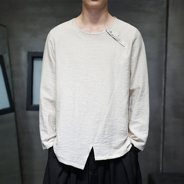 Breathable Cotton Minimalist Lounge Men's Long Sleeve T-Shirt