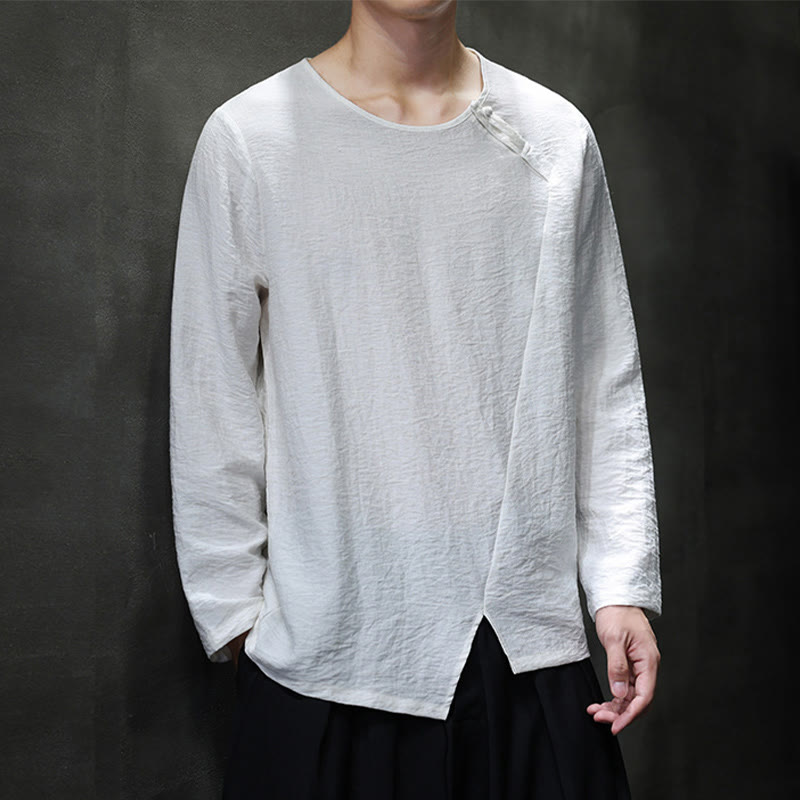 Breathable Cotton Minimalist Lounge Men's Long Sleeve T-Shirt