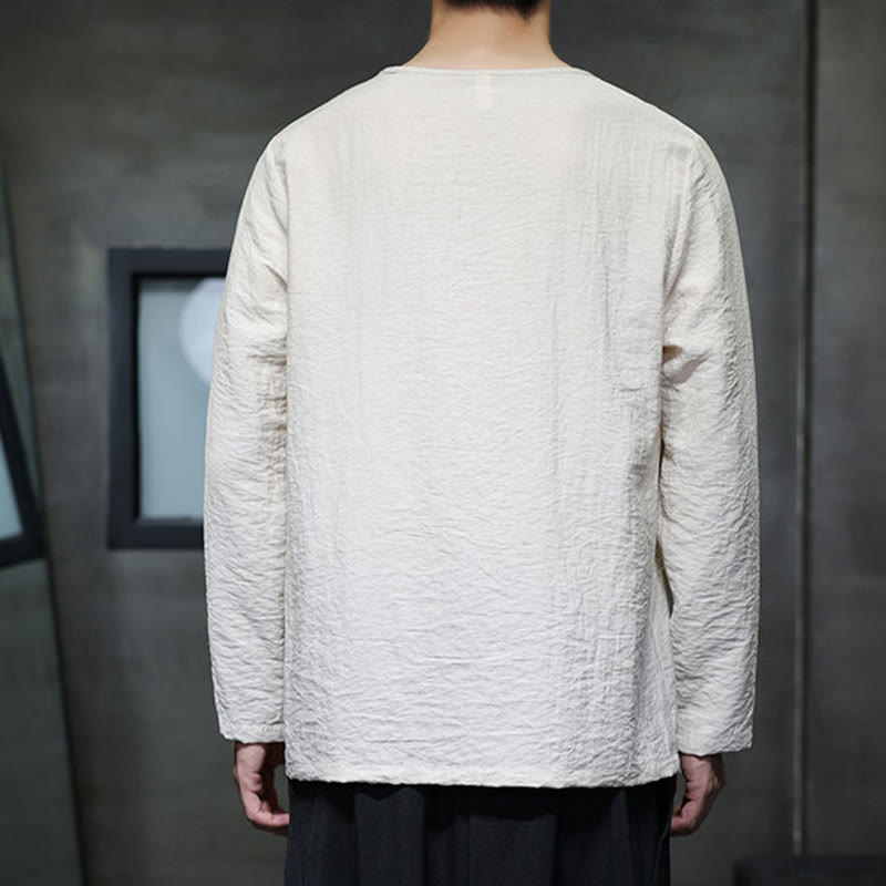 Breathable Cotton Minimalist Lounge Men's Long Sleeve T-Shirt