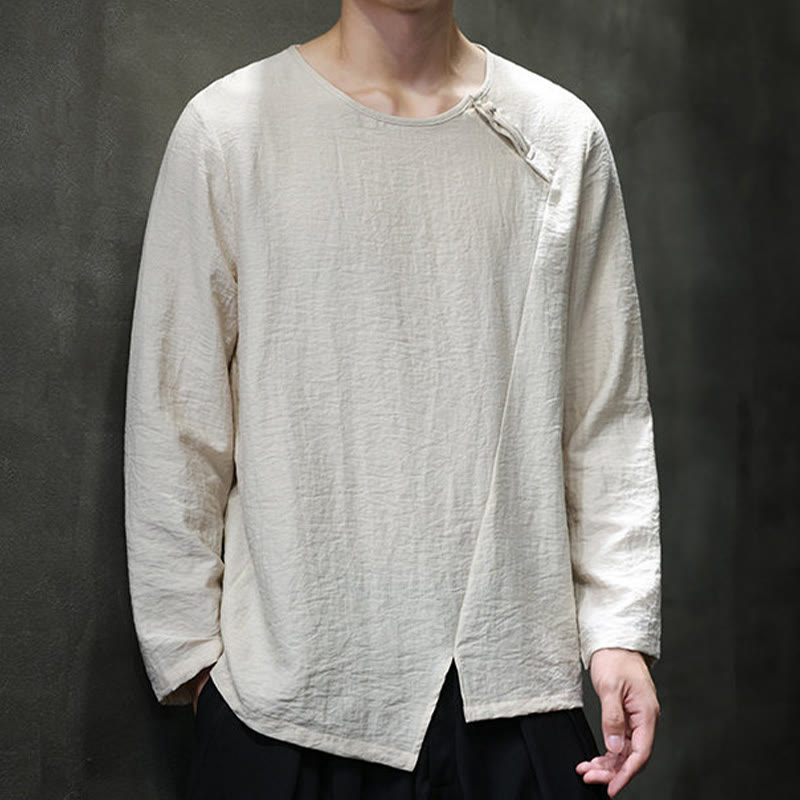 Breathable Cotton Minimalist Lounge Men's Long Sleeve T-Shirt