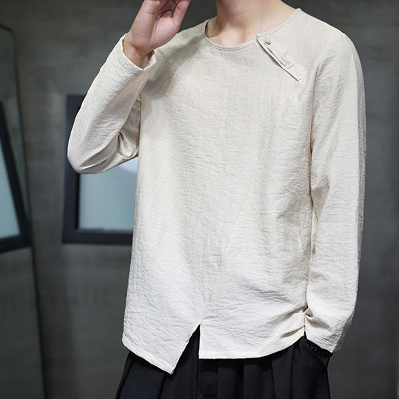 Breathable Cotton Minimalist Lounge Men's Long Sleeve T-Shirt