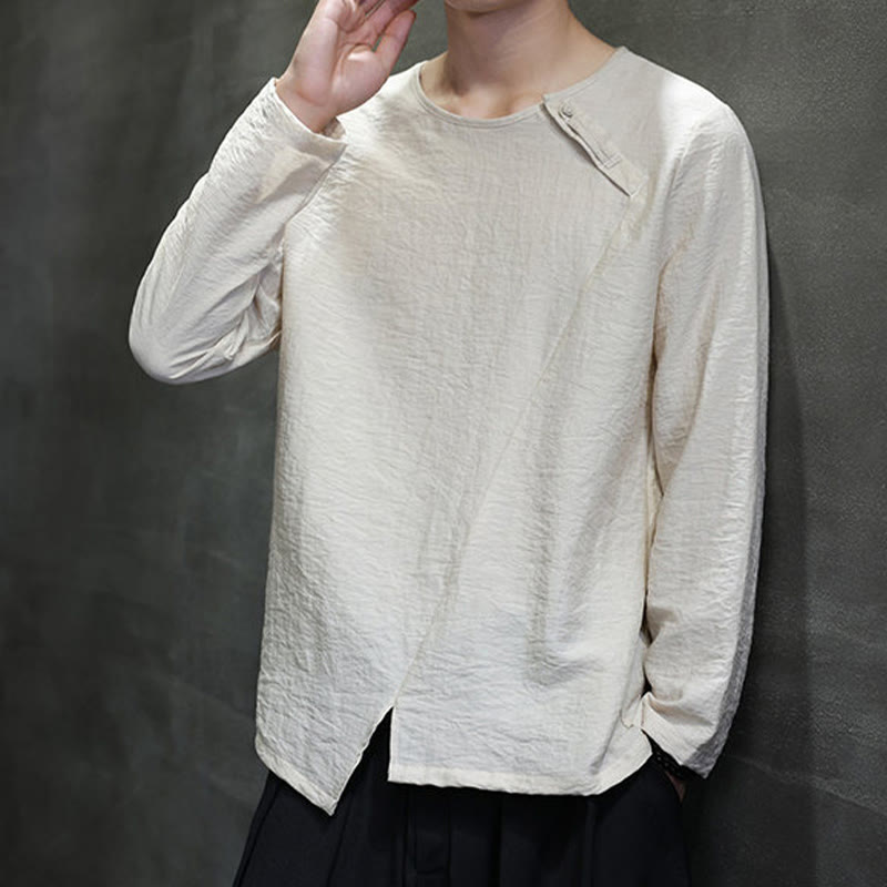 Breathable Cotton Minimalist Lounge Men's Long Sleeve T-Shirt