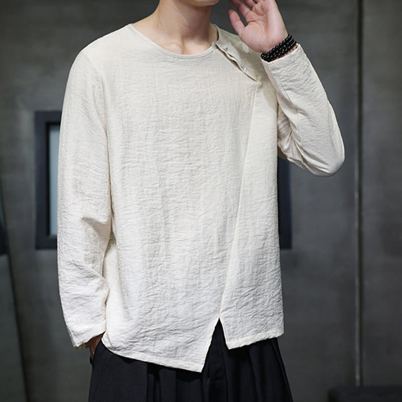 Breathable Cotton Minimalist Lounge Men's Long Sleeve T-Shirt
