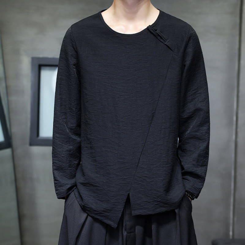 Breathable Cotton Minimalist Lounge Men's Long Sleeve T-Shirt