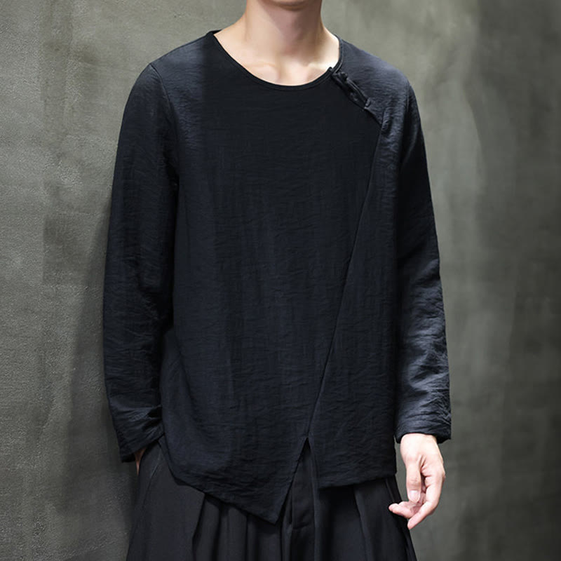 Breathable Cotton Minimalist Lounge Men's Long Sleeve T-Shirt