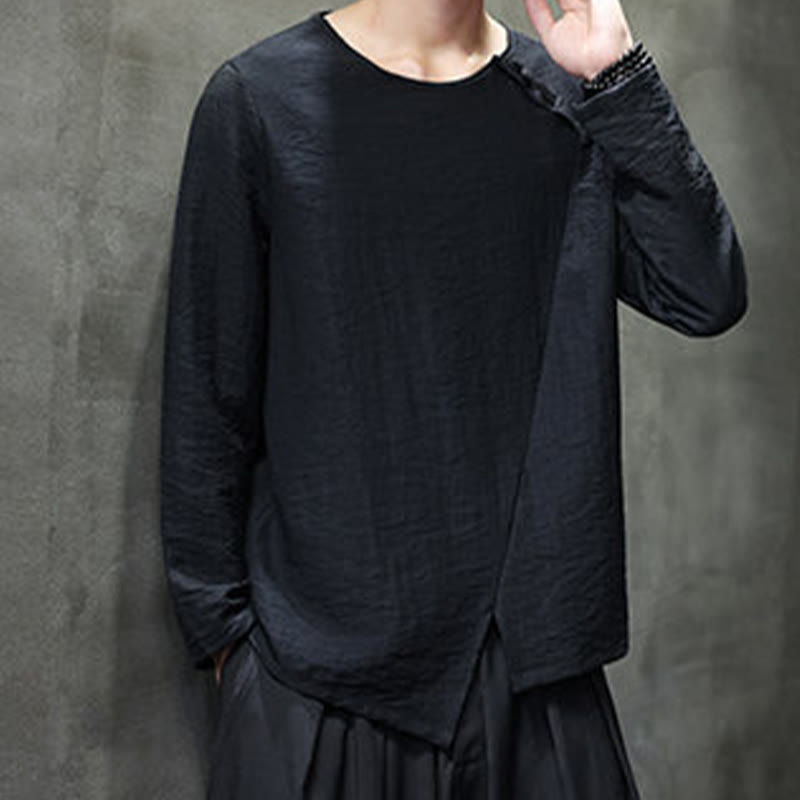Breathable Cotton Minimalist Lounge Men's Long Sleeve T-Shirt