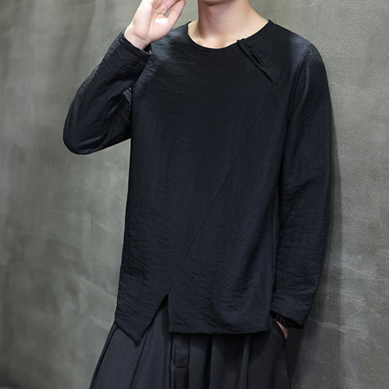 Breathable Cotton Minimalist Lounge Men's Long Sleeve T-Shirt