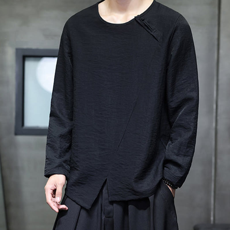 Breathable Cotton Minimalist Lounge Men's Long Sleeve T-Shirt