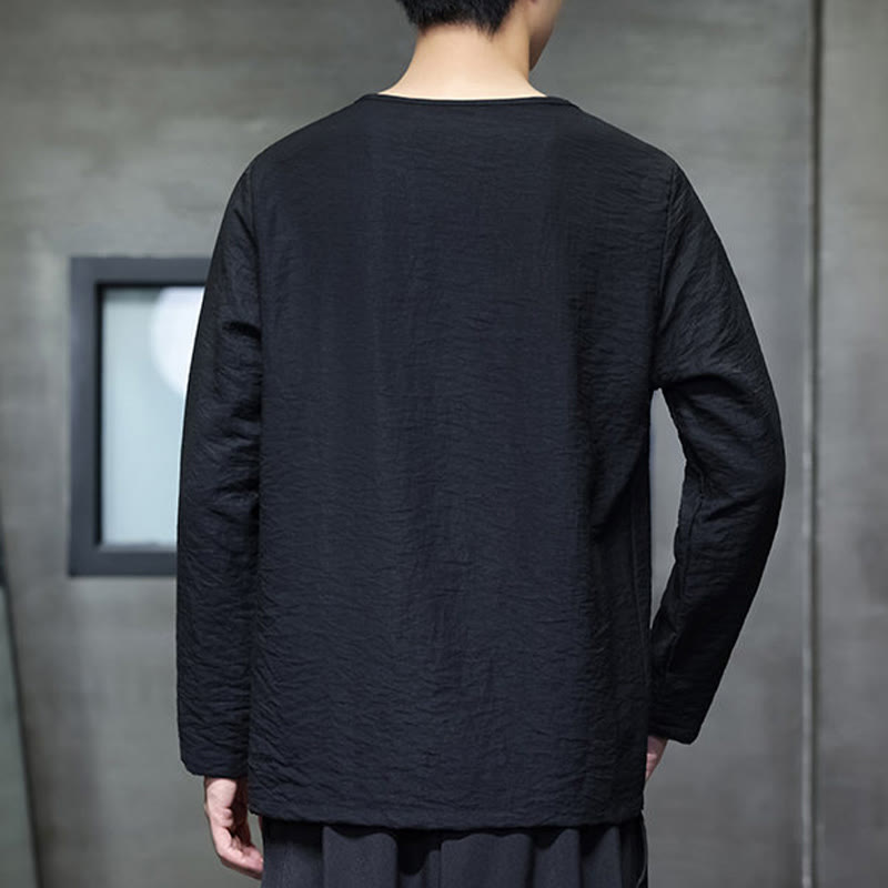 Breathable Cotton Minimalist Lounge Men's Long Sleeve T-Shirt