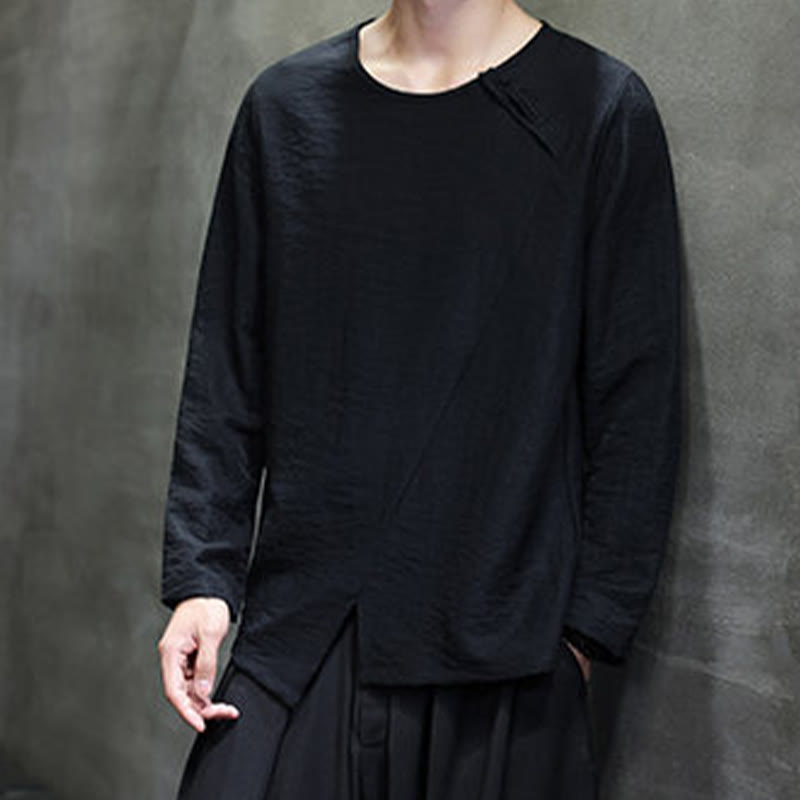 Breathable Cotton Minimalist Lounge Men's Long Sleeve T-Shirt