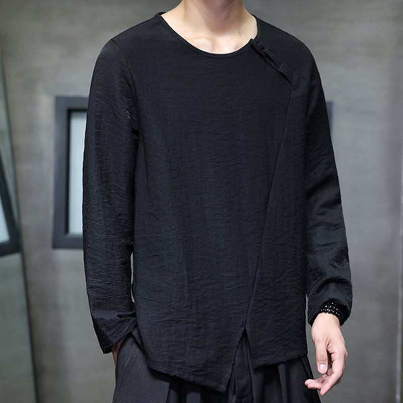 Breathable Cotton Minimalist Lounge Men's Long Sleeve T-Shirt