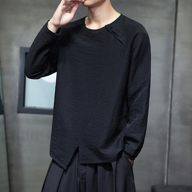 Breathable Cotton Minimalist Lounge Men's Long Sleeve T-Shirt