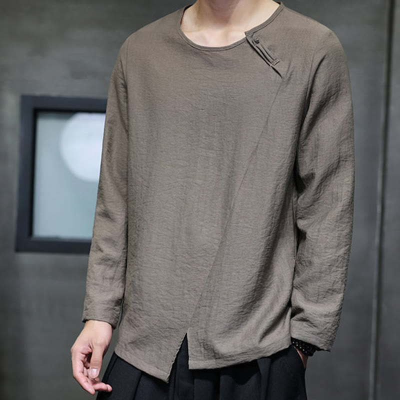 Breathable Cotton Minimalist Lounge Men's Long Sleeve T-Shirt