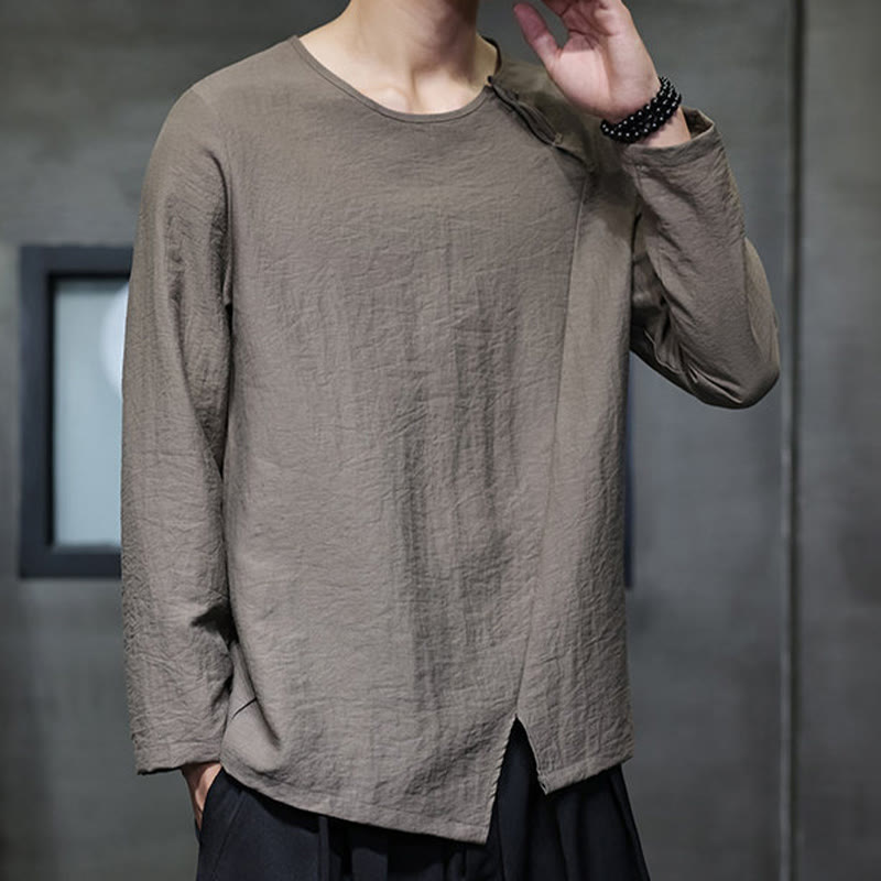 Breathable Cotton Minimalist Lounge Men's Long Sleeve T-Shirt