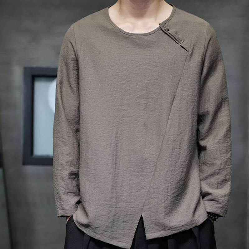 Breathable Cotton Minimalist Lounge Men's Long Sleeve T-Shirt