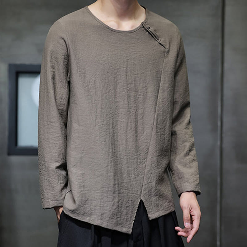 Breathable Cotton Minimalist Lounge Men's Long Sleeve T-Shirt