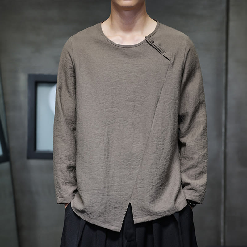 Breathable Cotton Minimalist Lounge Men's Long Sleeve T-Shirt