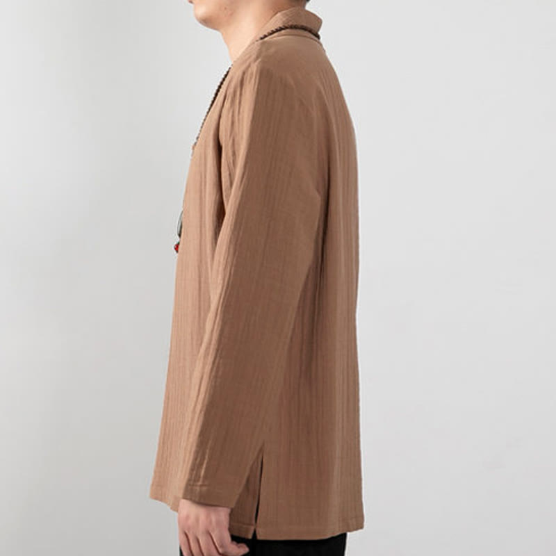 Fall Simple V-Neck Long Sleeve T-Shirt Cotton Men Clothing