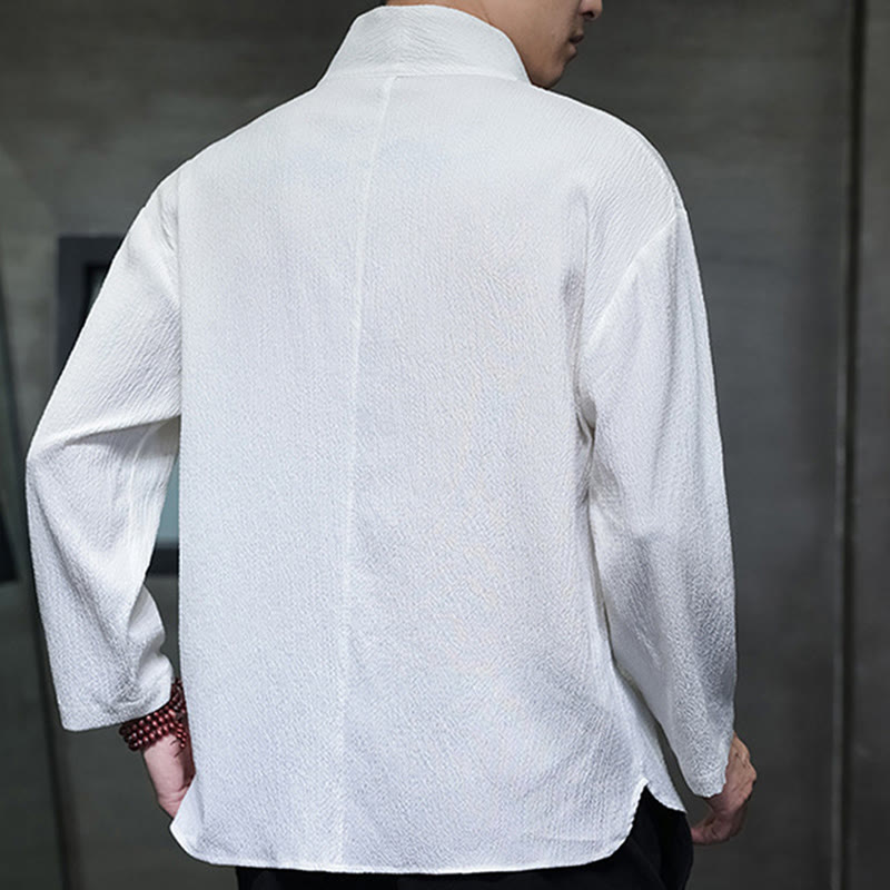 Tactile Cotton Minimalist Grounding Long-Sleeve V-Neck Shirt