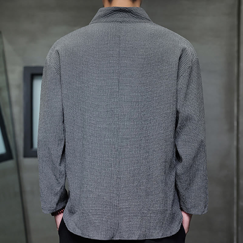 Tactile Cotton Minimalist Grounding Long-Sleeve V-Neck Shirt