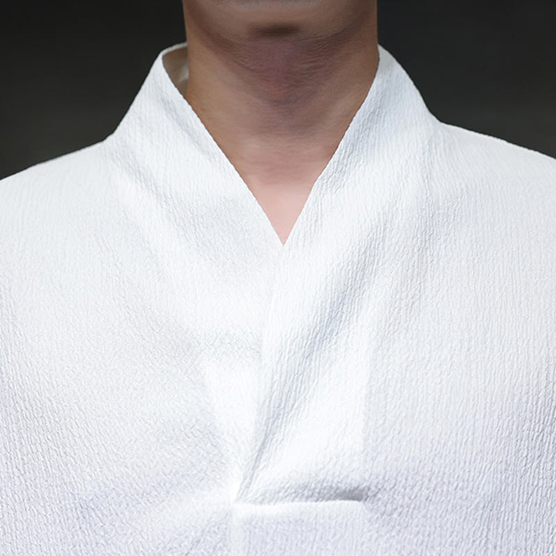 Tactile Cotton Minimalist Grounding Long-Sleeve V-Neck Shirt