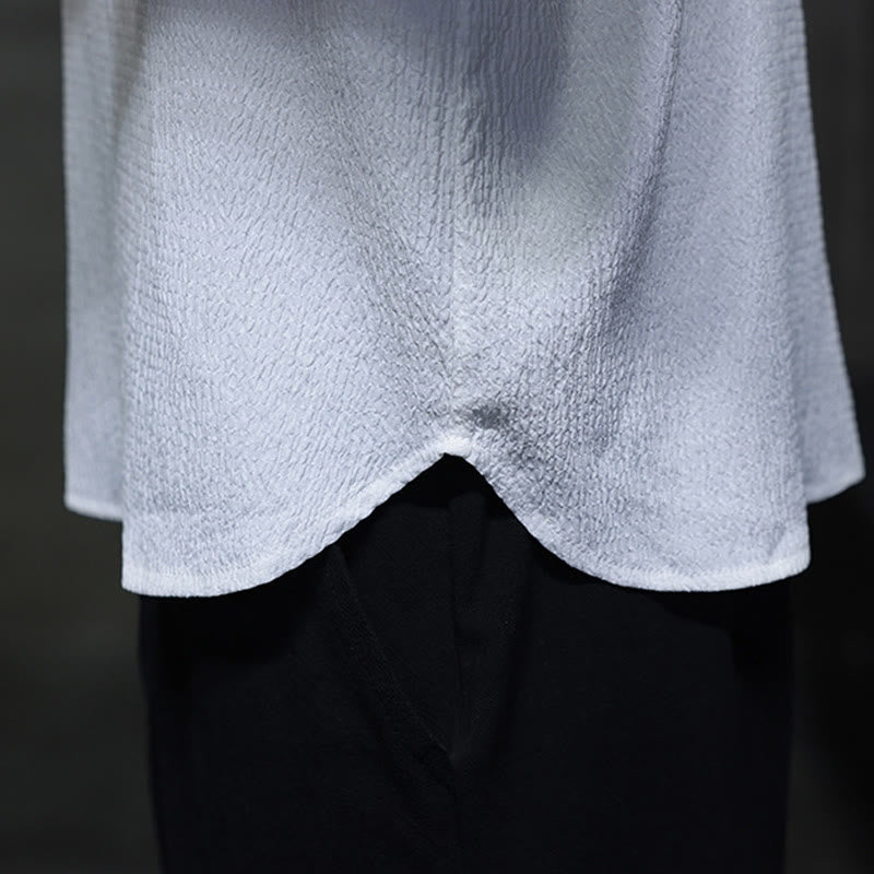 Tactile Cotton Minimalist Grounding Long-Sleeve V-Neck Shirt