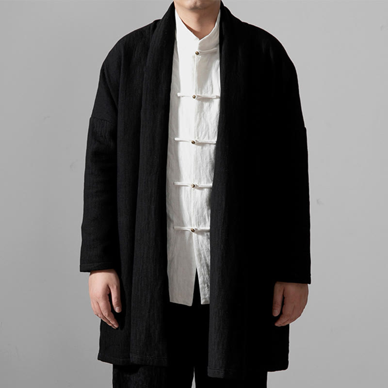 Thermal Cotton Fleece Mid-Length Zen Meditation Coat