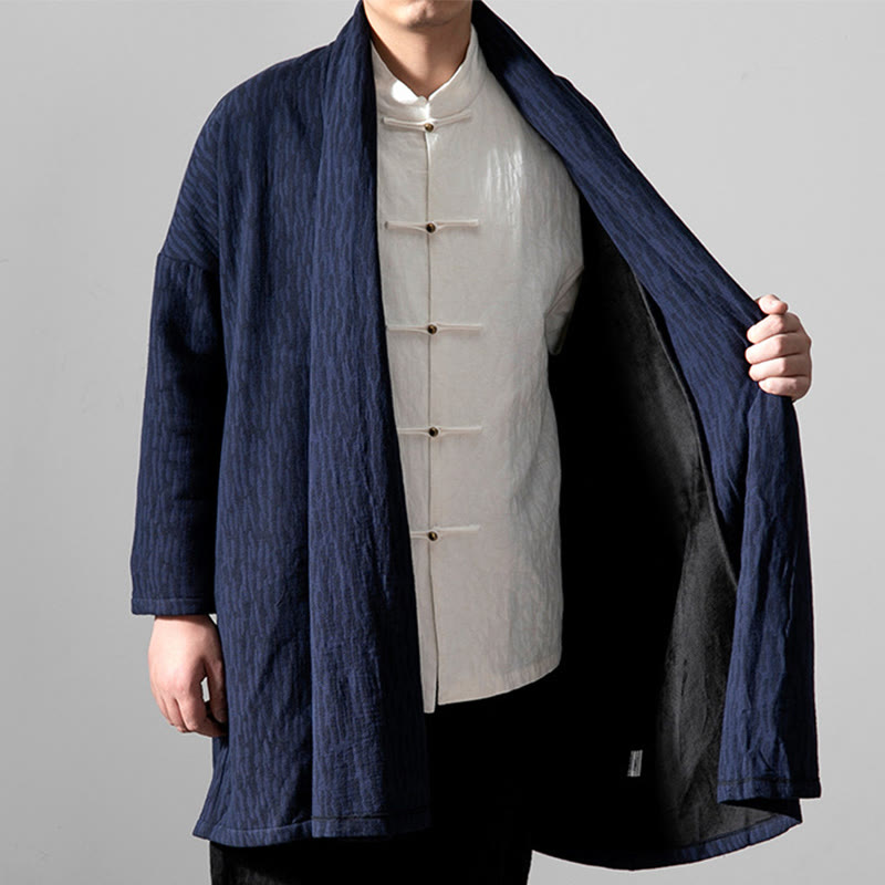 Thermal Cotton Fleece Mid-Length Zen Meditation Coat