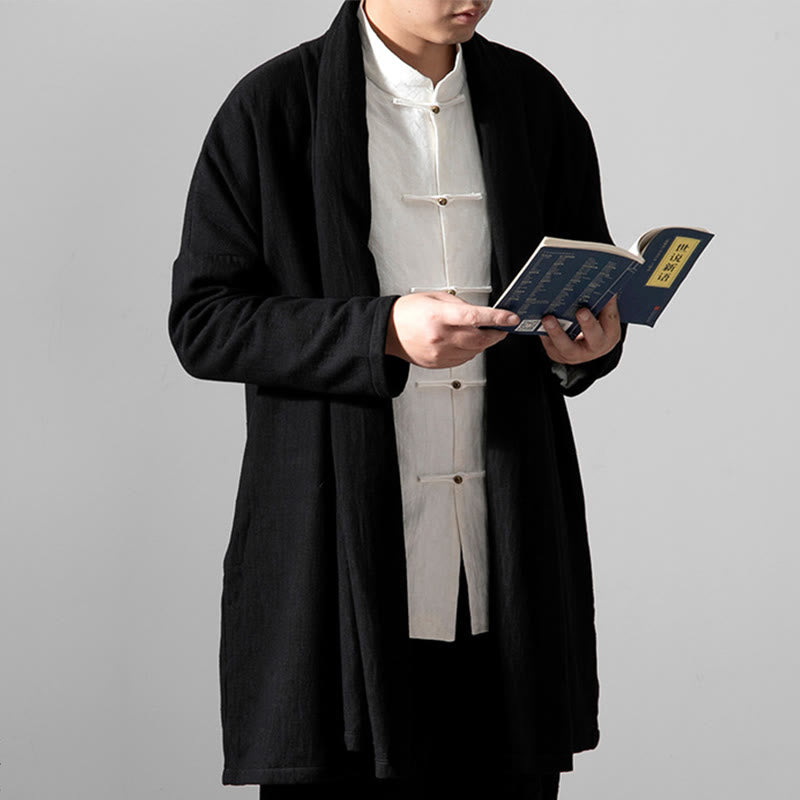 Thermal Cotton Fleece Mid-Length Zen Meditation Coat