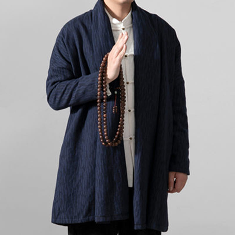 Thermal Cotton Fleece Mid-Length Zen Meditation Coat