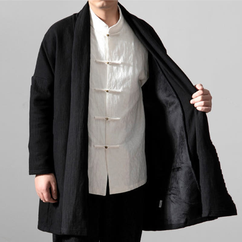 Thermal Cotton Fleece Mid-Length Zen Meditation Coat