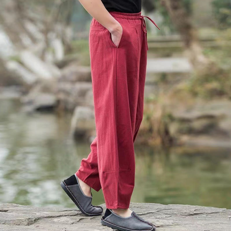 Breathable Cotton Tapered Meditation Men's Harem Pants