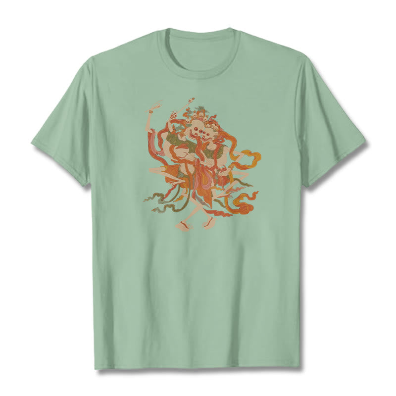 Tibetan Colorful The Lord Of The Corpse Forest Pattern Tee T-shirt