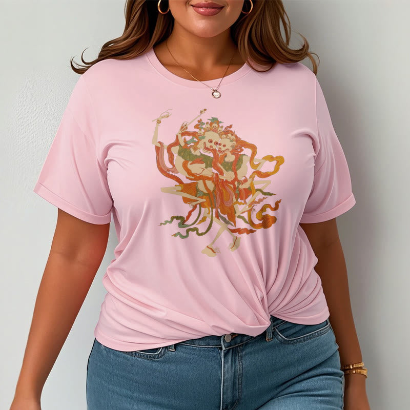 Tibetan Colorful The Lord Of The Corpse Forest Pattern Tee T-shirt