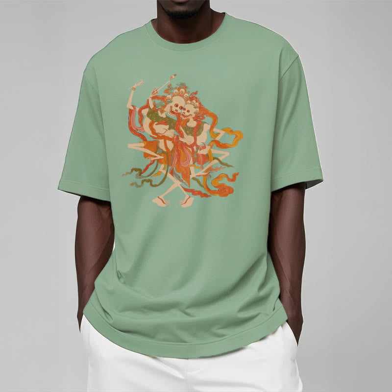 Tibetan Colorful The Lord Of The Corpse Forest Pattern Tee T-shirt