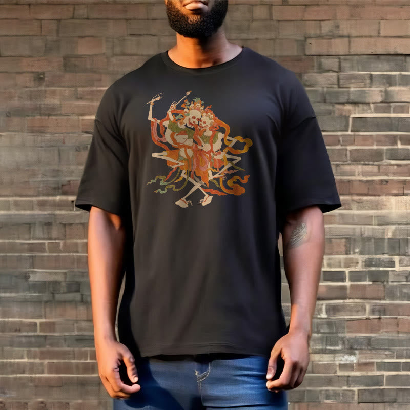 Tibetan Colorful The Lord Of The Corpse Forest Pattern Tee T-shirt