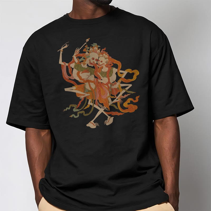 Tibetan Colorful The Lord Of The Corpse Forest Pattern Tee T-shirt