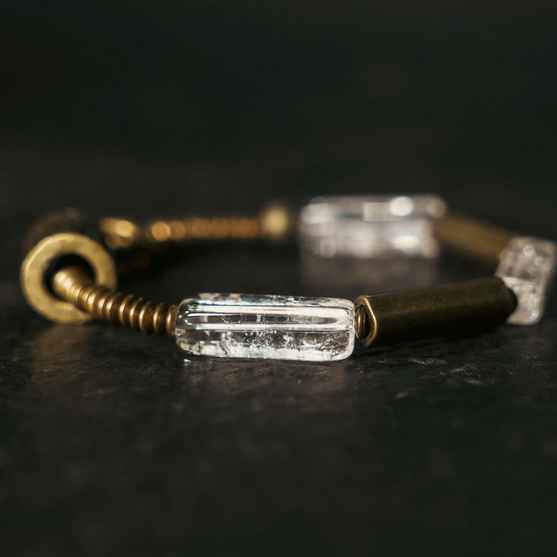 Copper Square White Crystal Luck Bracelet