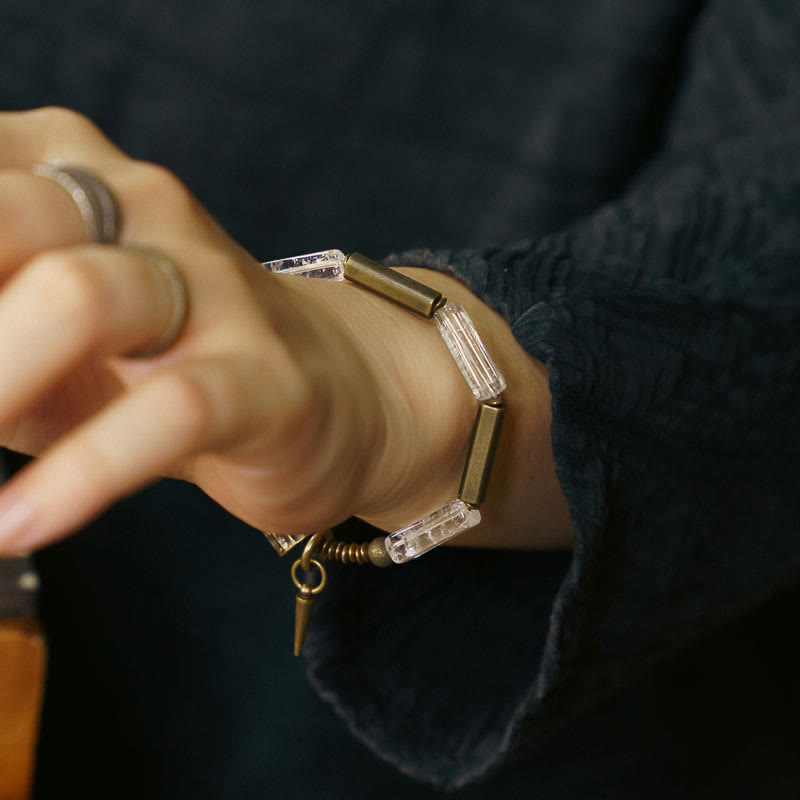 Copper Square White Crystal Luck Bracelet