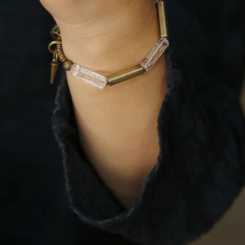 Copper Square White Crystal Luck Bracelet