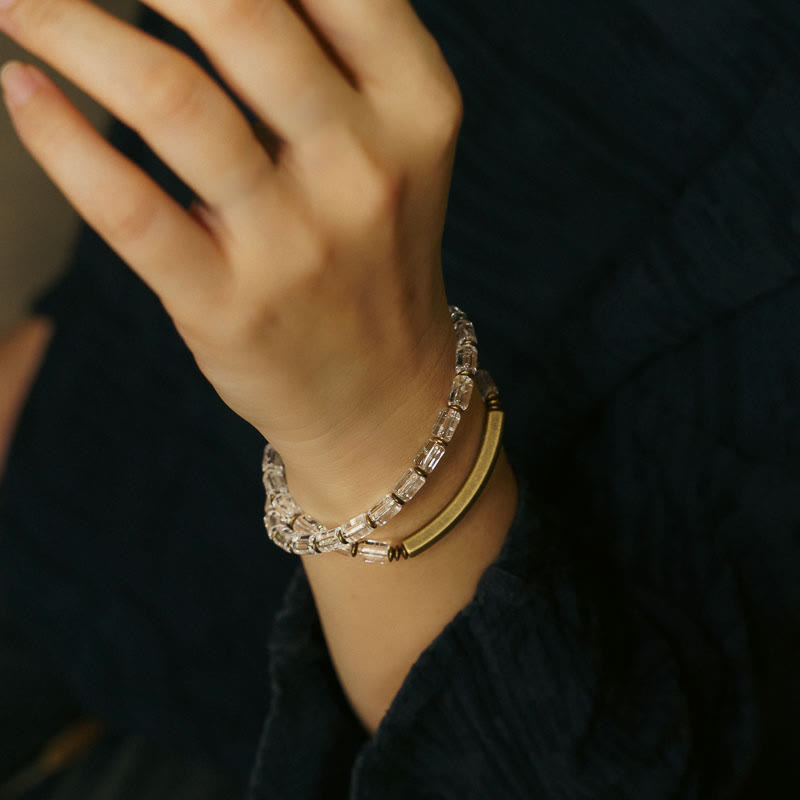 Square White Crystal Copper Luck Bracelet