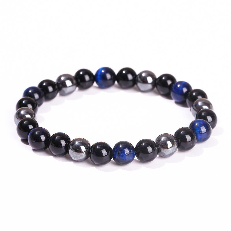 Natural Tiger's Eye Obsidian Hematite Positive Powerful Bracelet