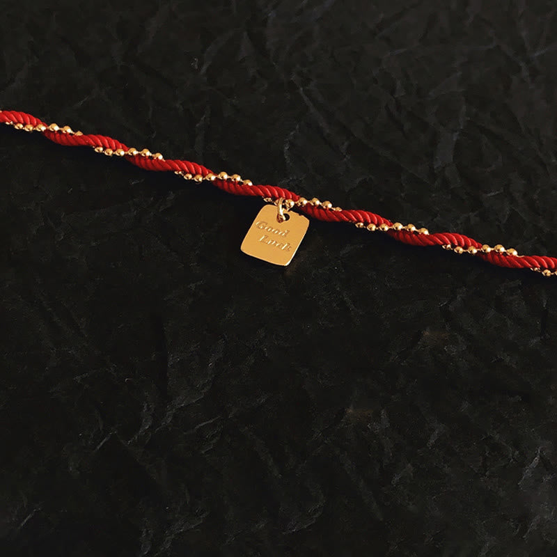 Gold Plated Copper Resilience Charm Red String Adjustable Bracelet