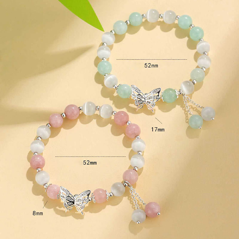 Chrysoberyl Cat's Eye Chalcedony Butterfly Love Bracelet