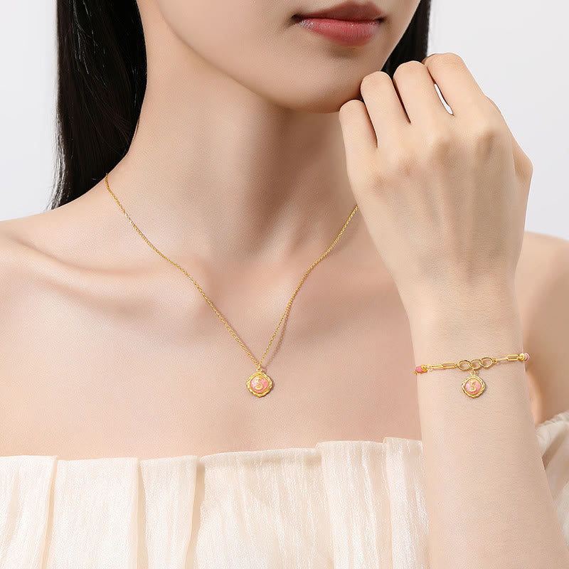 925 Sterling Silver Year Of The Snake Golden Snake Luck Bracelet Necklace Pendant