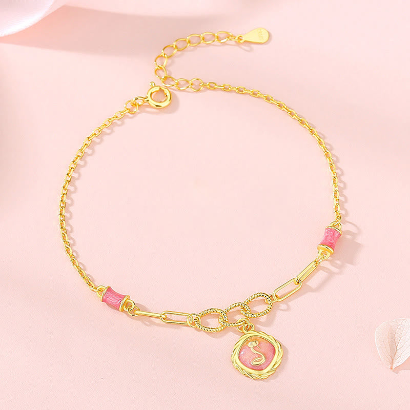 925 Sterling Silver Year Of The Snake Golden Snake Luck Bracelet Necklace Pendant