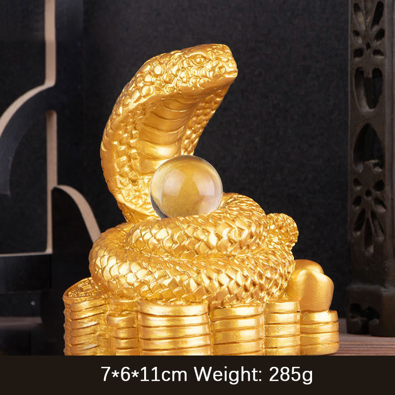 Year Of The Snake Ingots Copper Coins Ball Wealth Resin Statue Home Decoration